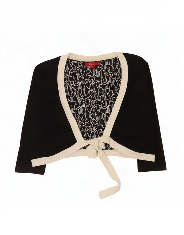Monsoon Womens 3/4 Sleeve Cardigan Top UK 14 Large Black Colourblock
