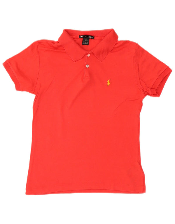 Γυναικείο μπλουζάκι πόλο Ralph Lauren UK 10 Small κόκκινο βαμβακερό