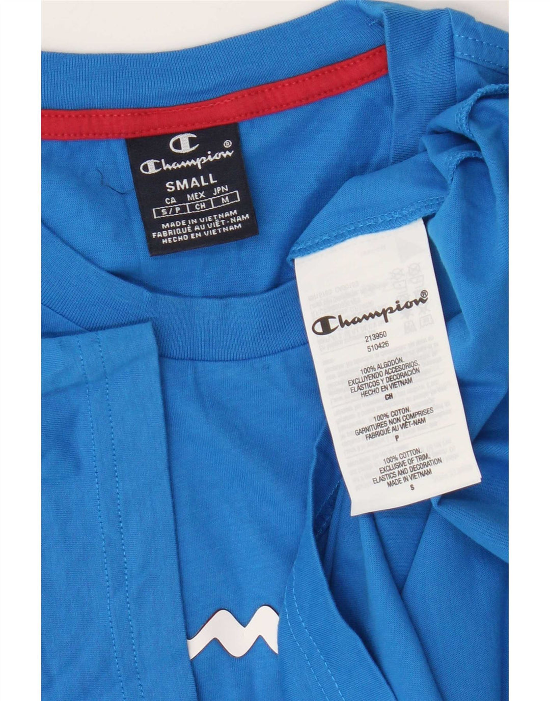 Champion Ανδρικό γραφικό T-Shirt Top Μικρό Μπλε Βαμβακερό