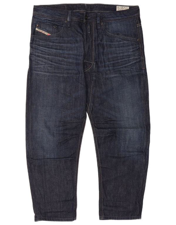 Diesel Mens Carrot Jeans Regular Capri W32 L22 Navy Blue Cotton