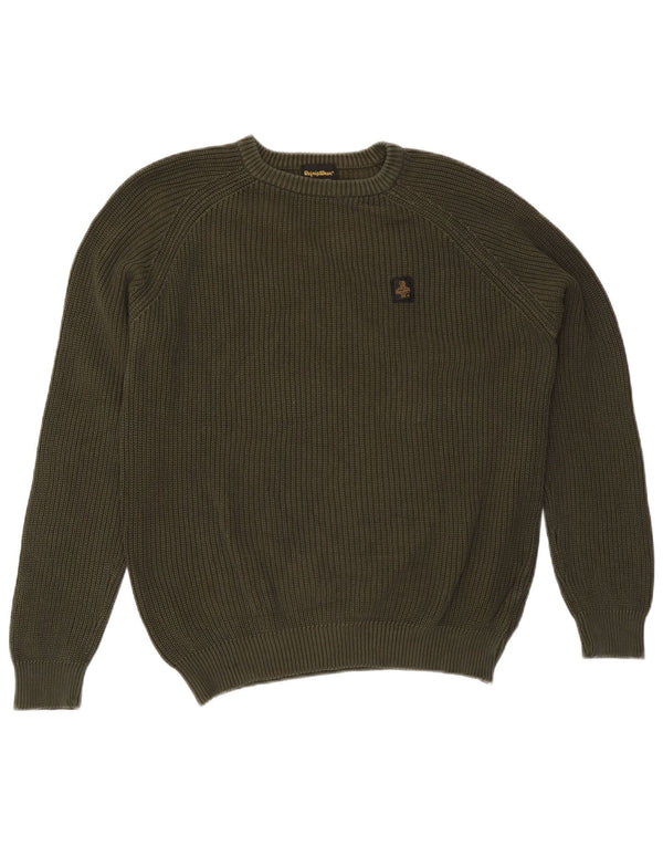 Ανδρικό πουλόβερ Refrigiwear Crew Neck Jumper 2XL Χακί βαμβακερό