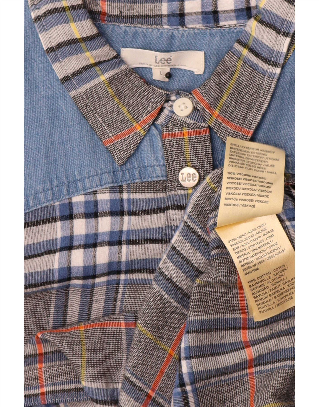 Γυναικείο πουκάμισο Lee Flannel UK 16 Μεγάλη γκρι καρό βισκόζη