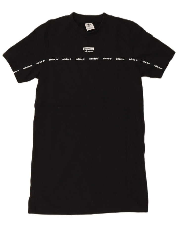Γυναικείο γραφικό μπλουζάκι ADIDAS UK 12 μεσαίο μαύρο βαμβακερό