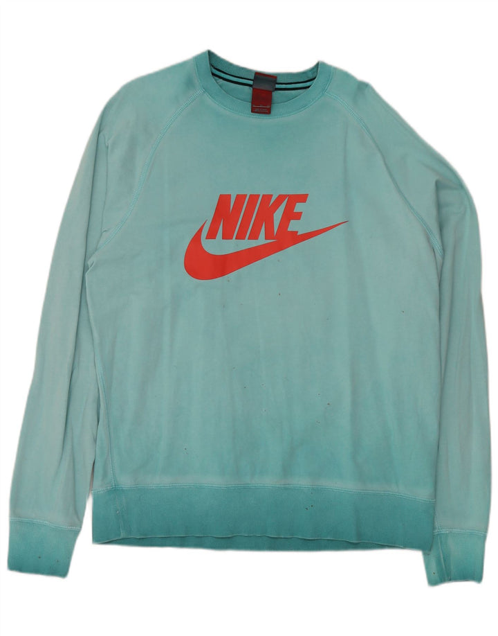 Ανδρικό γραφικό φούτερ NIKE Jumper XL Τυρκουάζ βαμβακερό