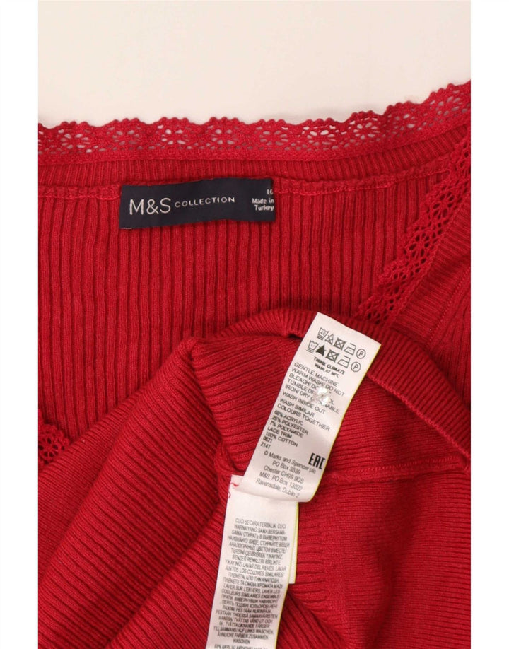 Marks & Spencer Γυναικεία κοντομάνικη μπλούζα τοπ UK 16 μεγάλο κόκκινο ακρυλικό