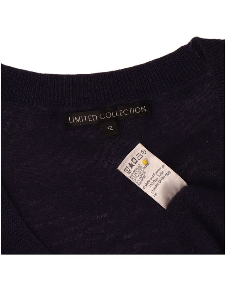 Marks & Spencer Γυναικείο πουλόβερ με λαιμό σκάφος UK 12 Medium Navy Blue