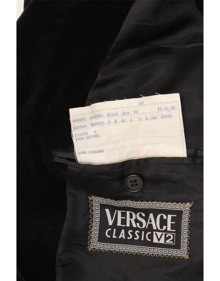 Ανδρικό βελούδινο σακάκι Versace 4 κουμπιών IT 52 XL μαύρο βαμβακερό