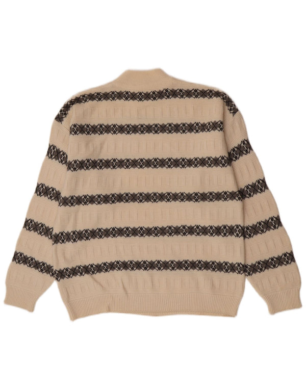Suspense Mens Turtle Neck Jumper Sweater IT 52 Large Off White Striped Wool