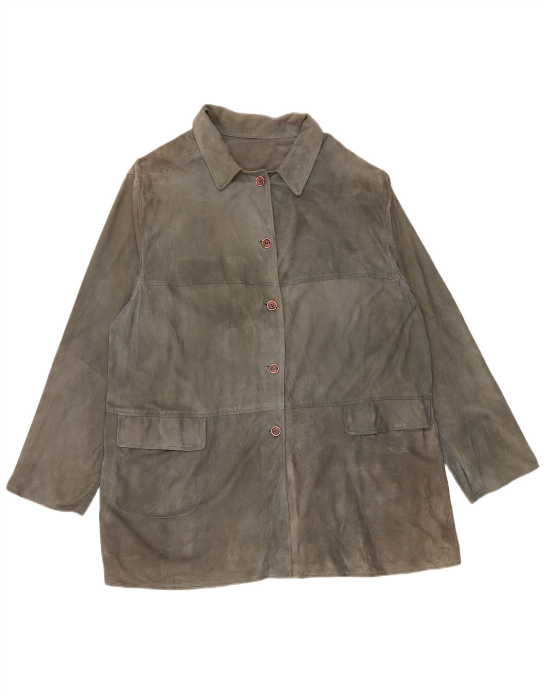 Vintage Γυναικείο Suede Jacket UK 20 2XL Γκρι Δερμάτινο