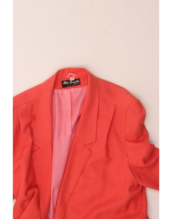 VINTAGE Womens Blazer Jacket UK 14 Large  Red Polyester Vintage Vintage and Second-Hand Vintage from Messina Hembry 