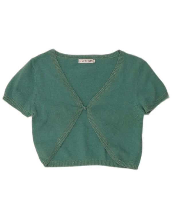 Topshop Γυναικεία κοντομάνικη ζακέτα Crop UK 12 Medium Green Nylon