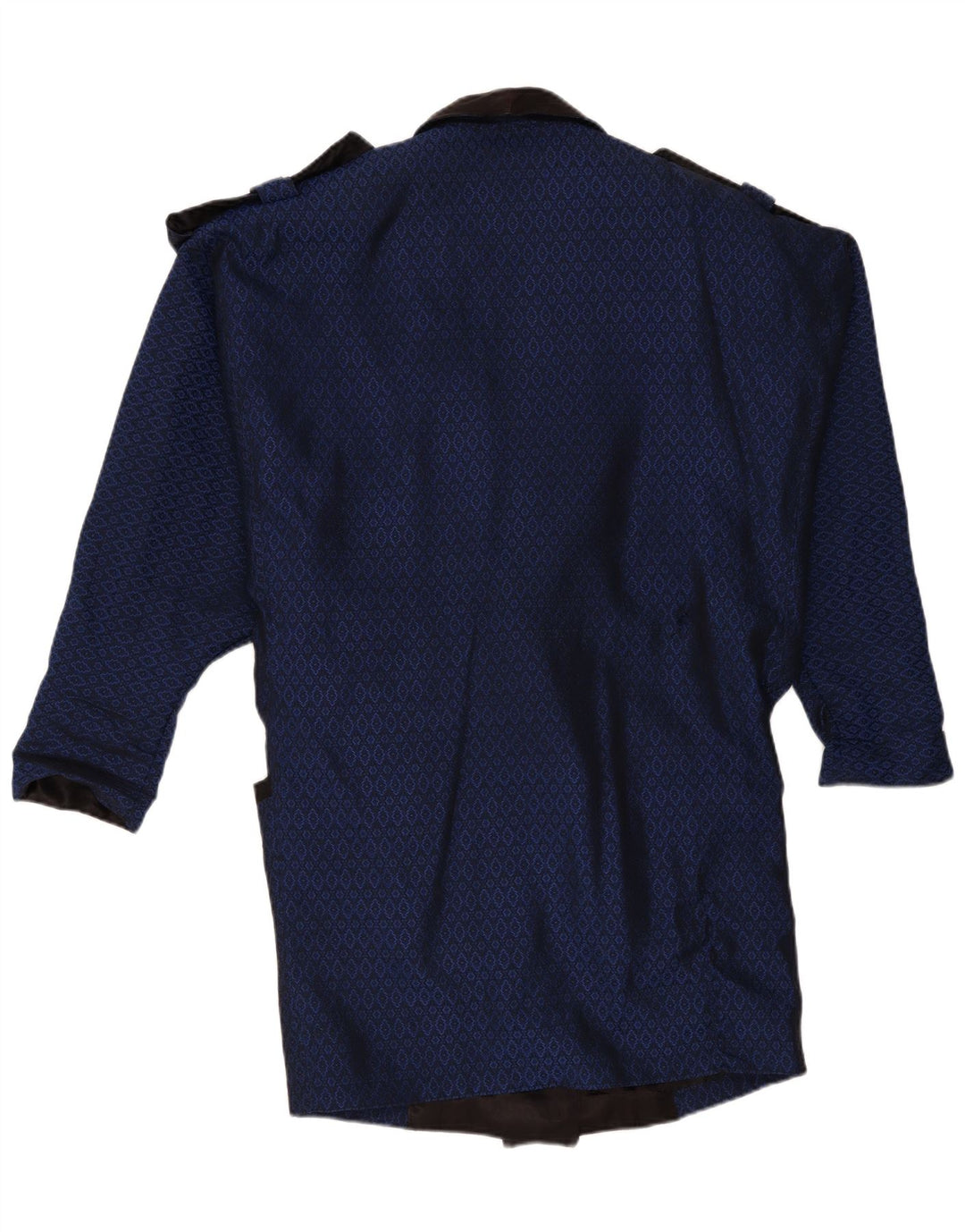 Vintage γυναικείο διπλό παλτό UK 16 Large Navy Blue Geometric