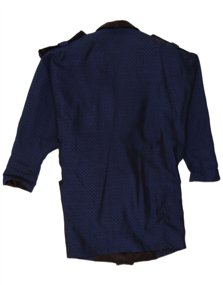 Vintage γυναικείο διπλό παλτό UK 16 Large Navy Blue Geometric