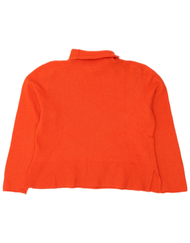 Massimo Dutti Γυναικείο Crop Roll Neck Jumper πουλόβερ UK 16 μεγάλο πορτοκαλί μαλλί