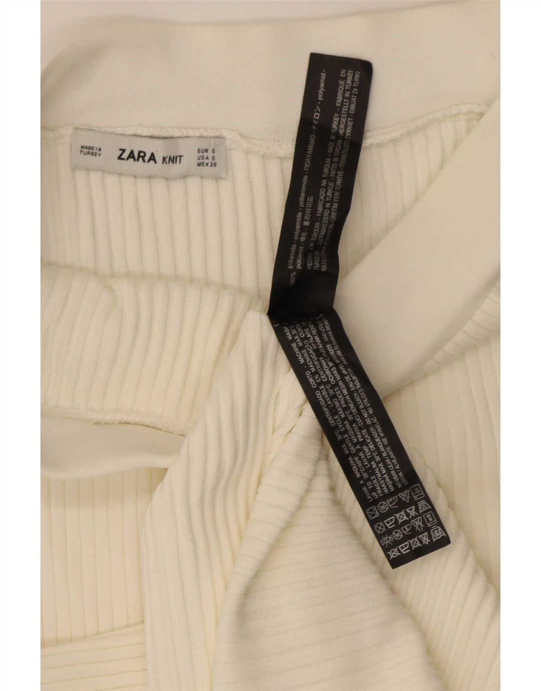 Zara Γυναικεία πλεκτή ασύμμετρη φούστα Small W26 Off White Polyester