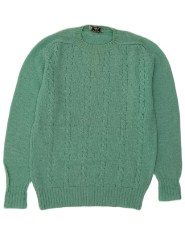 Vintage γυναικείο πουλόβερ με λαιμόκοψη UK 14 Large Green Wool