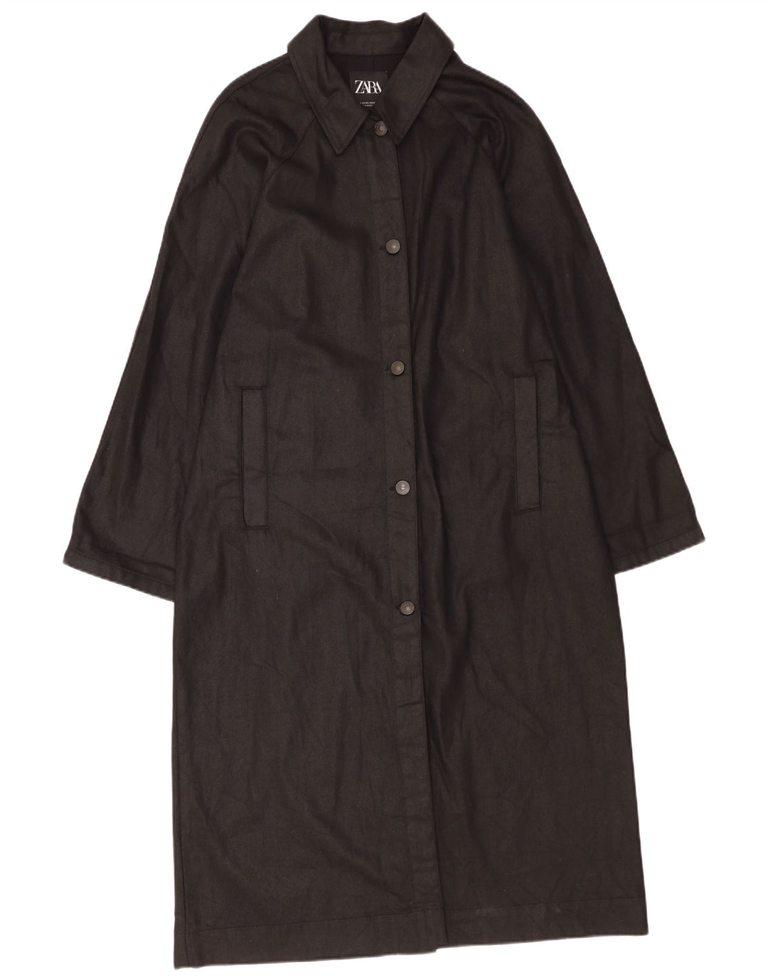 Zara Γυναικείο Oversized Πανωφόρι UK 14 Medium Black Cotton