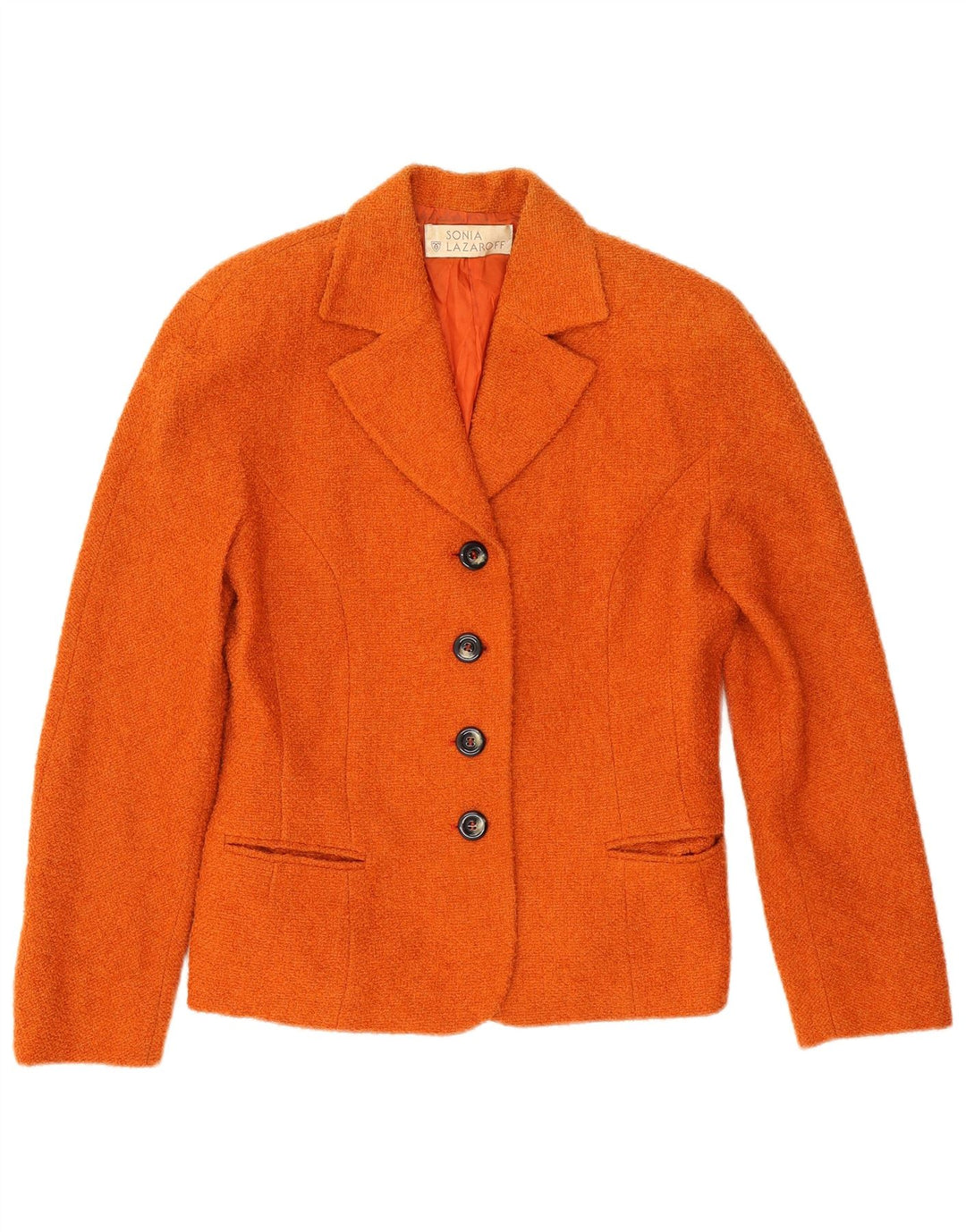 Vintage Γυναικείο Μπουφάν Blazer με 4 Κουμπιά IT 42 Μαλλί μεσαίου πορτοκαλί