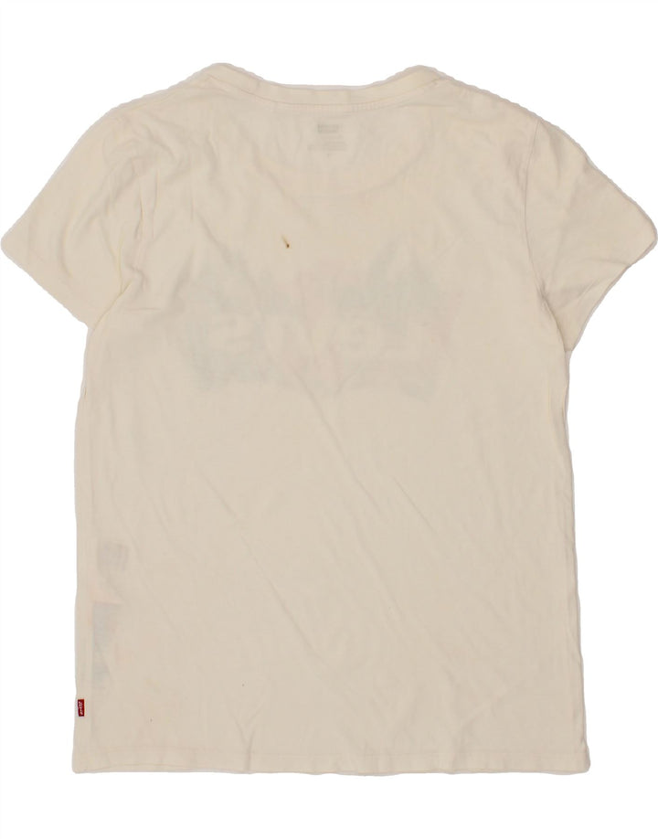 LEVI'S Womens Graphic T-Shirt Top UK 14 Medium White Cotton Vintage Levi's and Second-Hand Levi's from Messina Hembry 