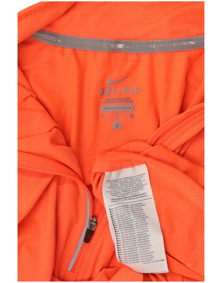 Nike γυναικείο Dri Fit με φερμουάρ με μακρυμάνικο μπλουζάκι UK 10 Small πορτοκαλί πολυεστέρας