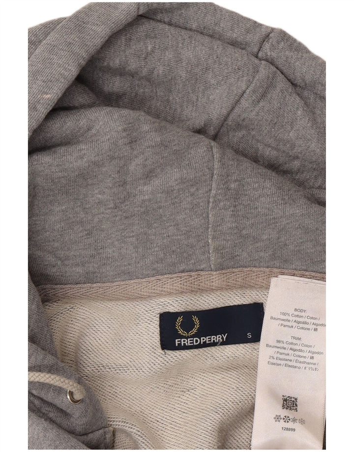 Fred Perry Ανδρικό πουλόβερ με φερμουάρ με κουκούλα, μικρό γκρι βαμβακερό