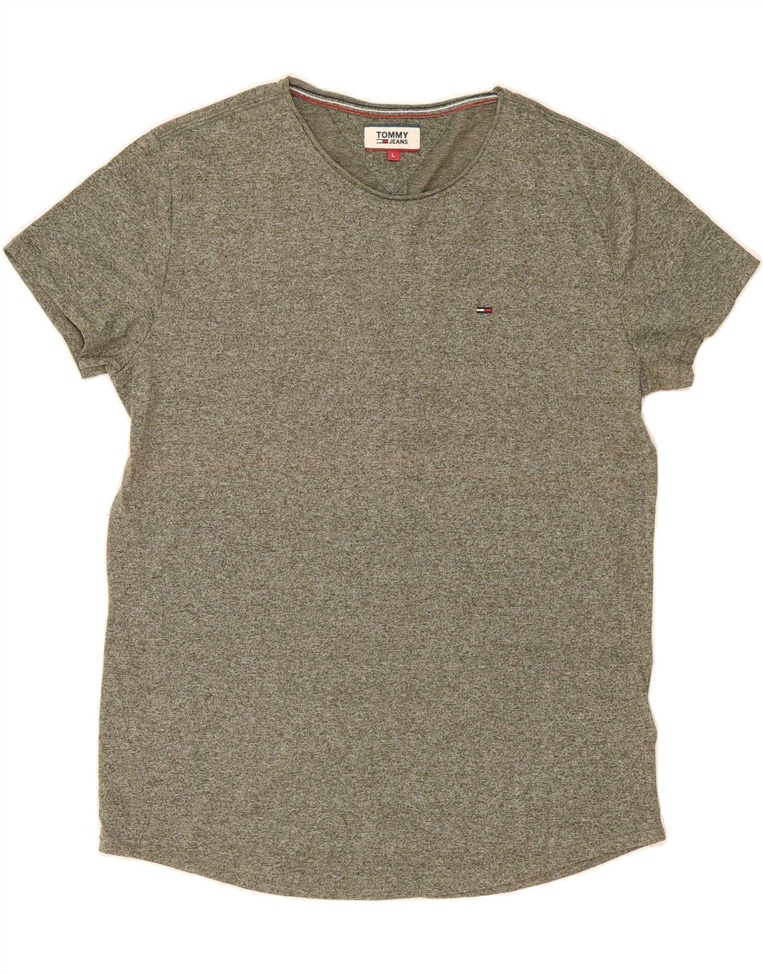 TOMMY HILFIGER Mens T-Shirt Top Large Khaki Cotton Vintage Tommy Hilfiger and Second-Hand Tommy Hilfiger from Messina Hembry 