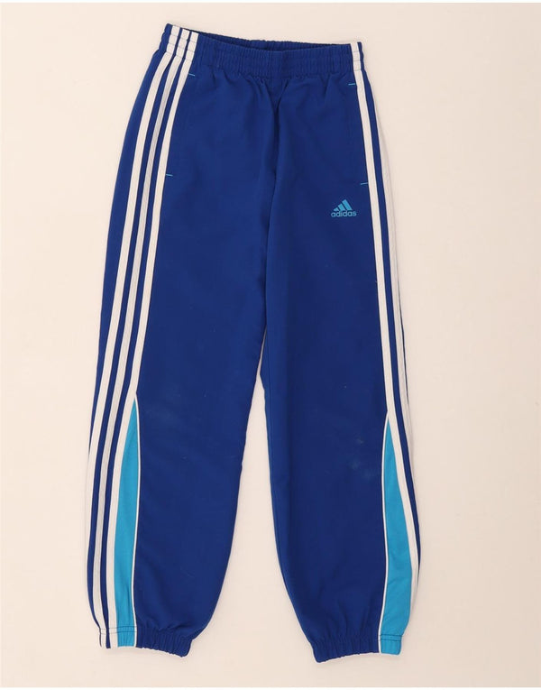 Adidas Boys Tracksuit Trousers Joggers 9-10 Years Blue Colourblock