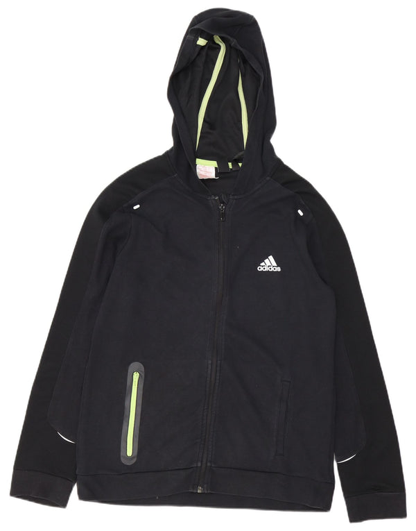 Adidas Boys Zip Hoodie πουλόβερ 13-14 ετών μαύρο βαμβακερό