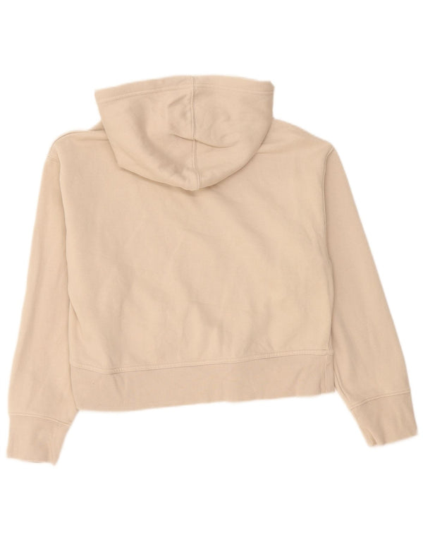 Zara Γυναικεία Crop Hoodie Jumper UK 10 Small Beige Cotton