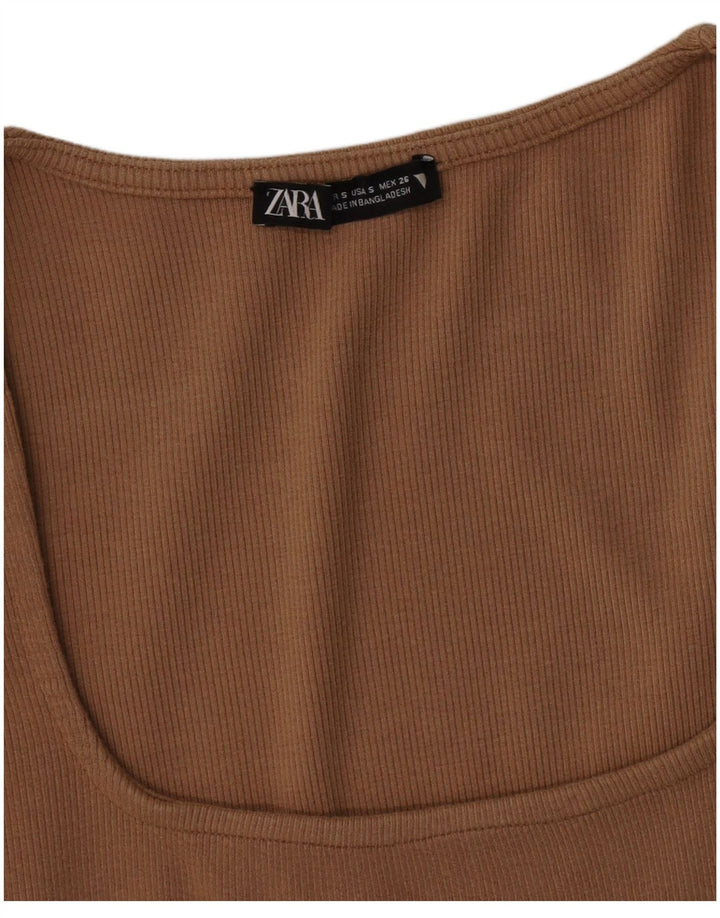 Zara Γυναικείο Φόρεμα Bodycon UK 8 Μικρό Καφέ