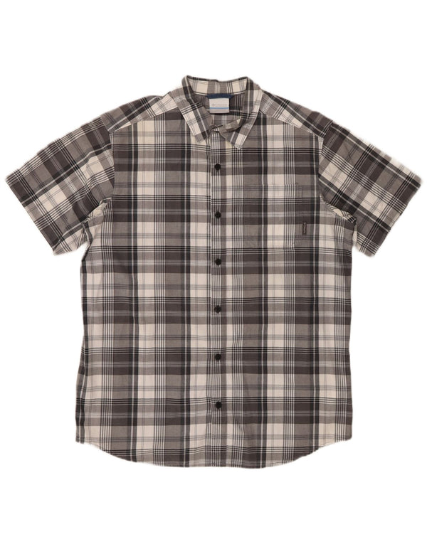Columbia Mens Short Sleeve Shirt Medium Grey Check Cotton