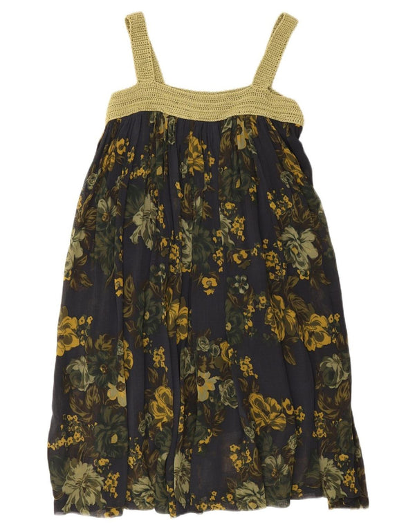 Vintage Γυναικείο Sundress UK 8 Small Navy Blue Floral