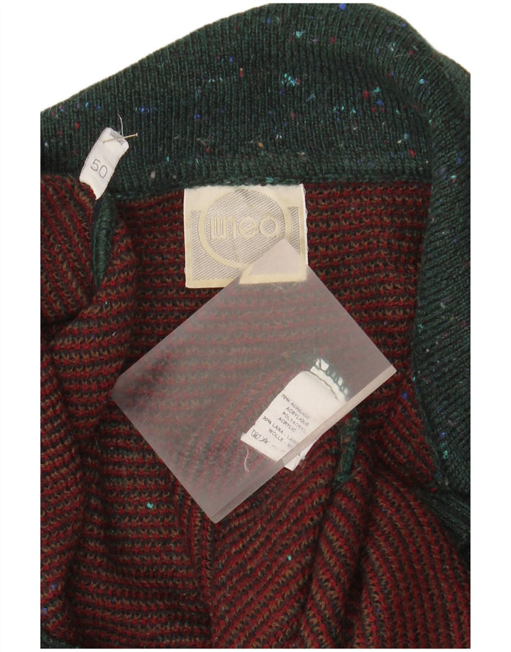 LINEA Ανδρικό πουλόβερ με λαιμόκοψη IT 50 μεσαίου πράσινου Argyle/Diamond