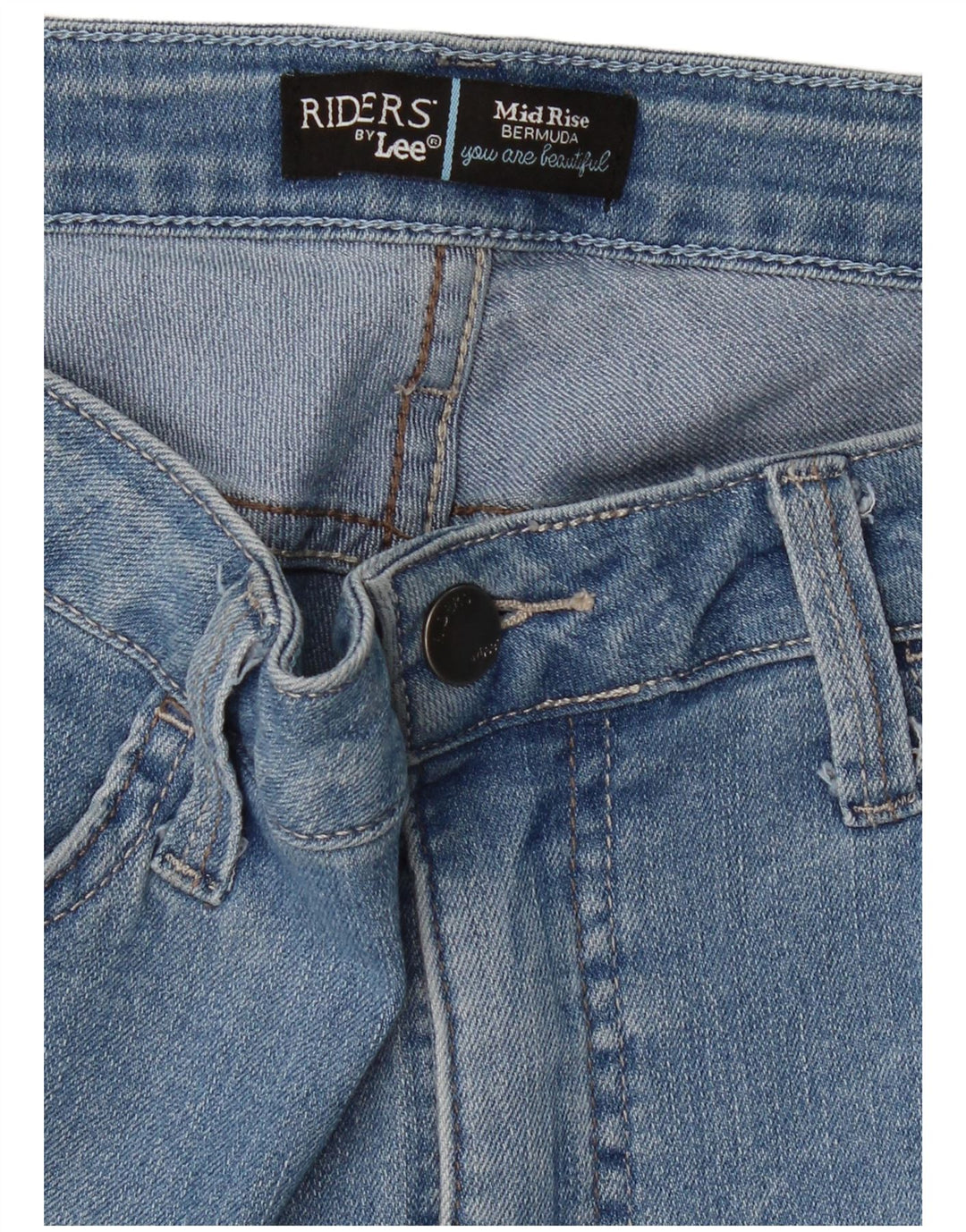 Lee Womens Riders Ψηλόμεσο τζιν σορτς βερμούδα W30 μεσαίο μπλε