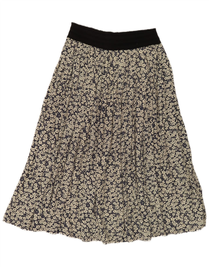 Vintage Γυναικεία Flared Φούστα W28 Medium Navy Blue Floral