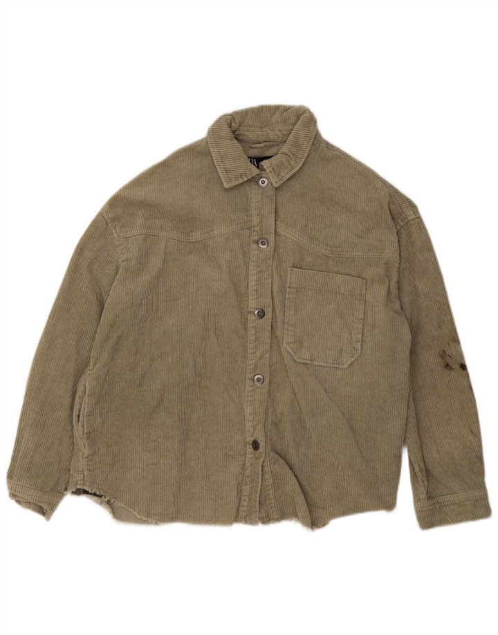 Zara Γυναικείο Κοτλέ Μπουφάν UK 14 Medium Khaki Cotton