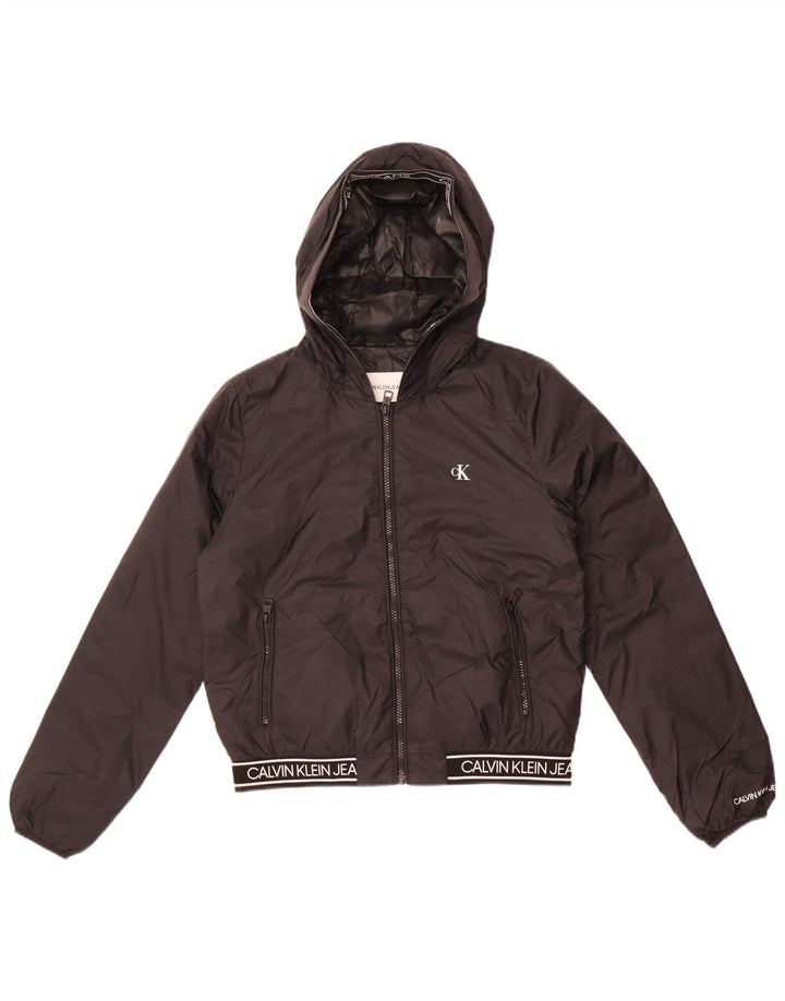 Calvin Klein Jeans Γυναικείο Μπουφάν με κουκούλα γραφικά UK 10 Small Black