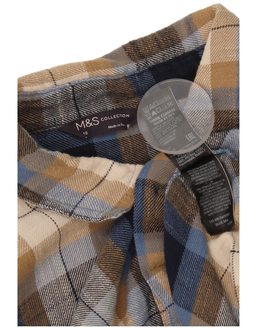 Marks & Spencer Γυναικείο φανελένιο πουκάμισο UK 18 XL Πολύχρωμο βαμβακερό