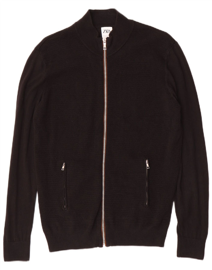 Ανδρικό πουλόβερ ζακέτα ZARA μεσαίο μαύρο βαμβακερό