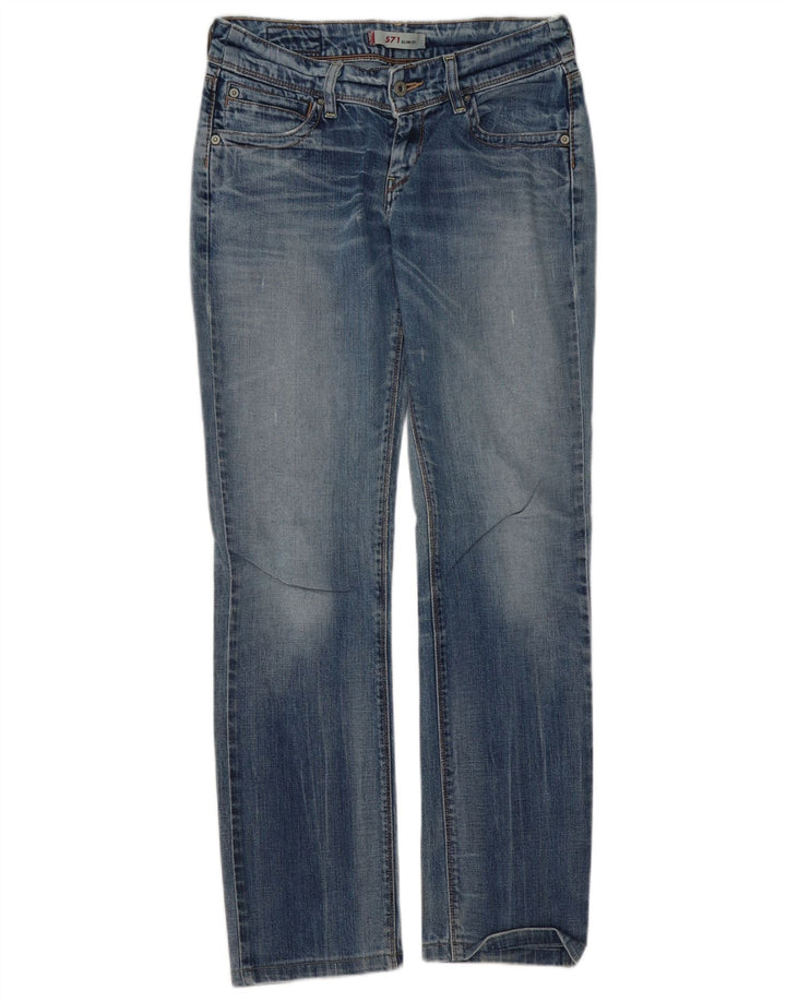Levi's Womens 571 Distressed Slim Jeans W29 L31 Blue Cotton