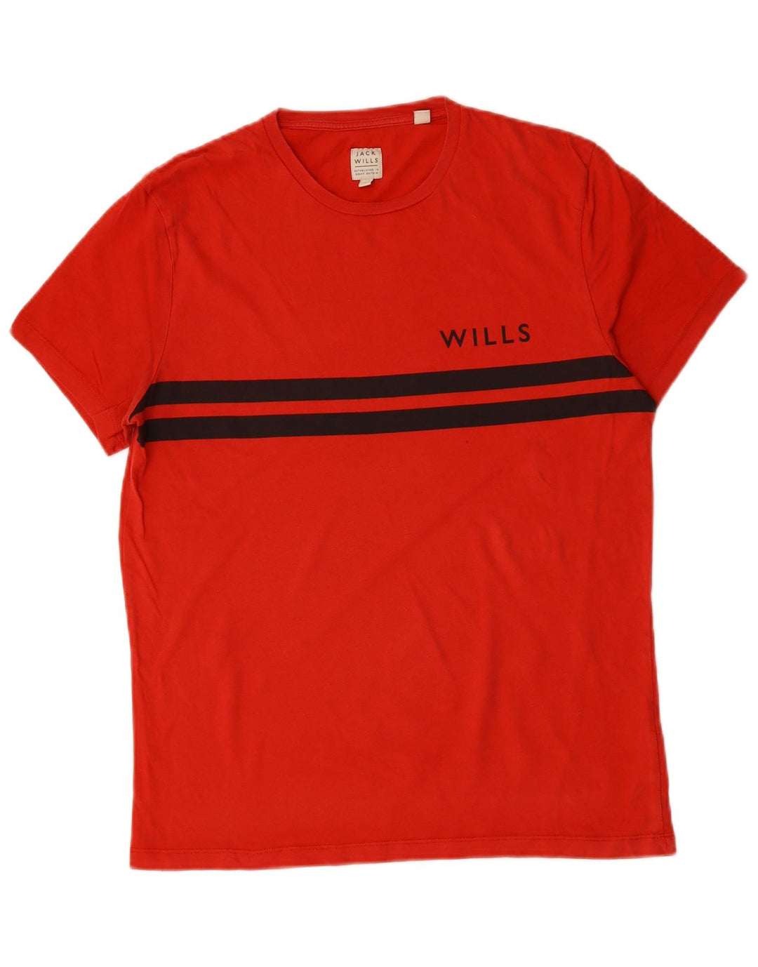 JACK WILLS Ανδρικό T-Shirt Top Μικρό κόκκινο ριγέ βαμβακερό