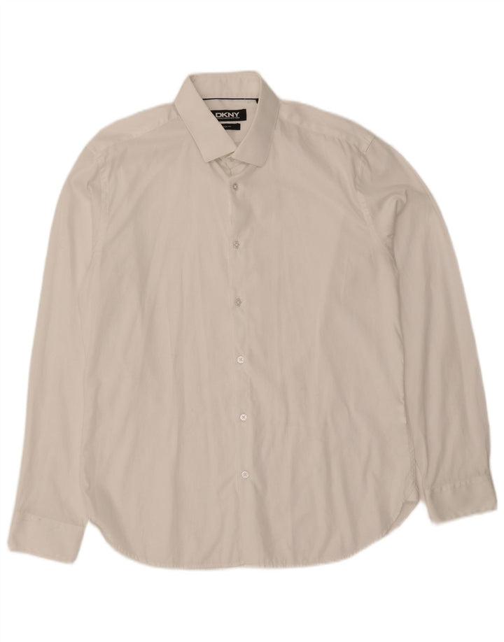 DKNY Ανδρικό πουκάμισο Slim Fit Size 16 1/2 Large White Βαμβακερό
