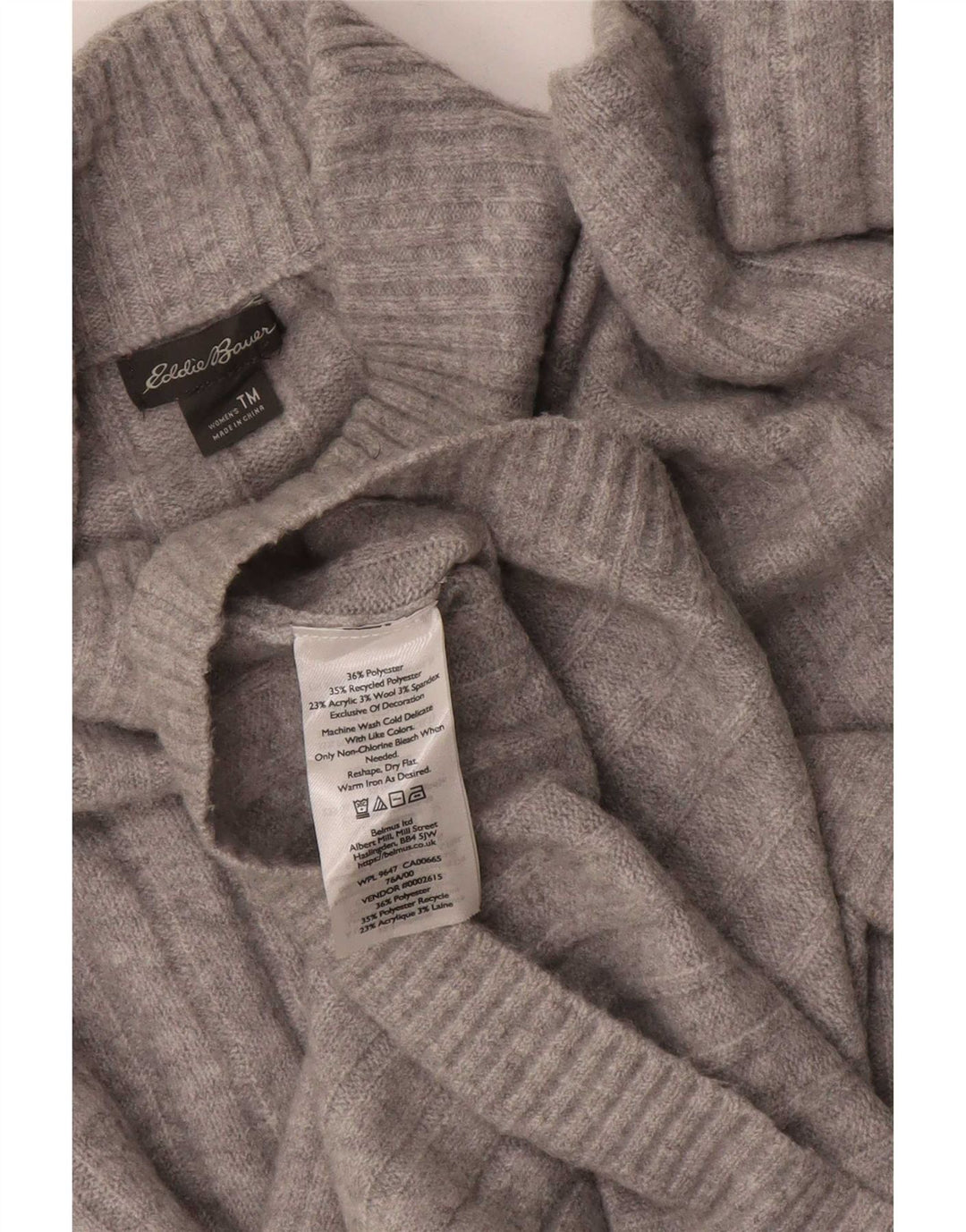 Eddie Bauer Γυναικείο πουλόβερ με ψηλό λαιμό χελώνας UK 14 Medium Grey