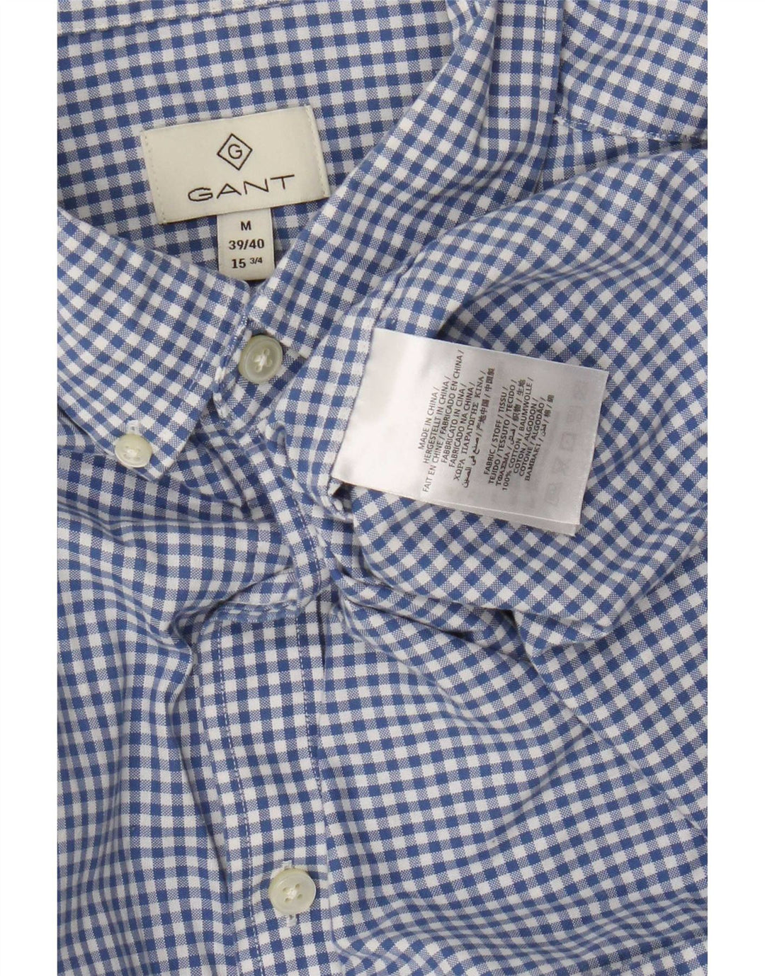 Ανδρικό πουκάμισο Gant Μέγεθος 39/40 15 3/4 Medium Blue Gingham Cotton