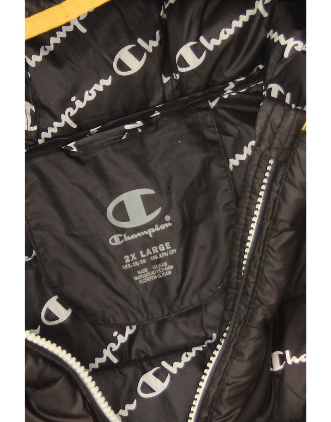 Champion Boys Hooded Jacket 15-16 Years 2XL Black Polyester