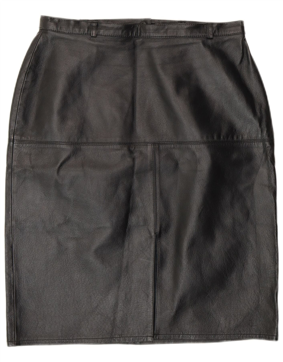 Vintage Γυναικεία Δερμάτινη Pencil Φούστα UK 12 Medium W28 Μαύρο Δερμάτινο