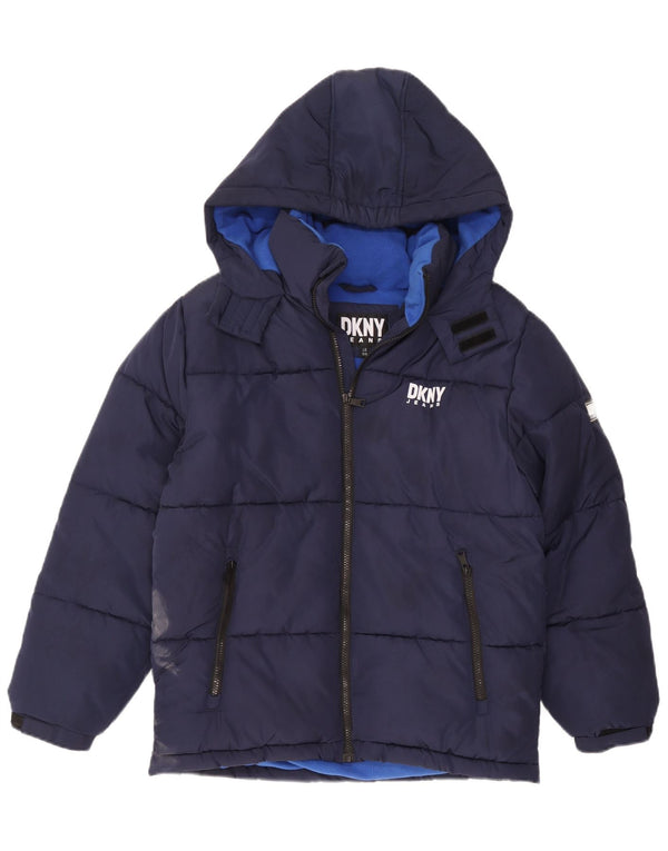Dkny Boys Graphic Hooded Jacket 14-15 Years Large Navy Blue