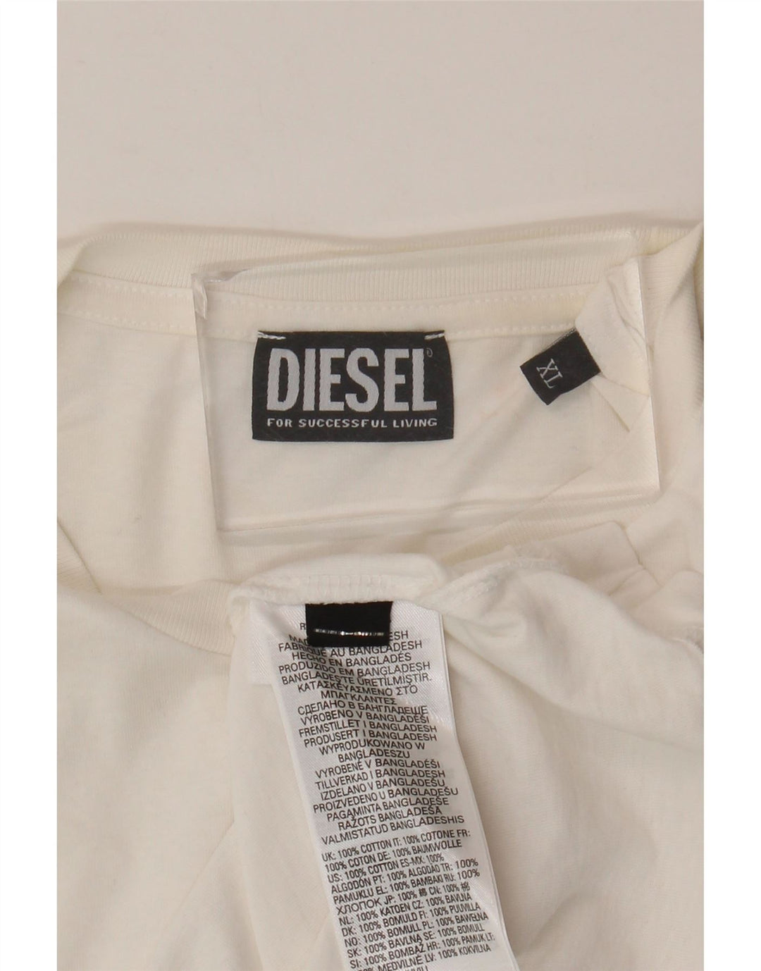 Ανδρικό γραφικό T-Shirt Diesel Top XL Λευκό βαμβακερό