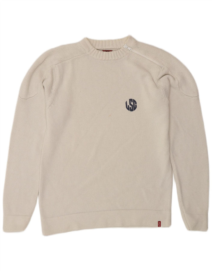 Ανδρικό πουλόβερ Levi's Graphic Crew Neck Jumper Μικρό λευκό βαμβακερό
