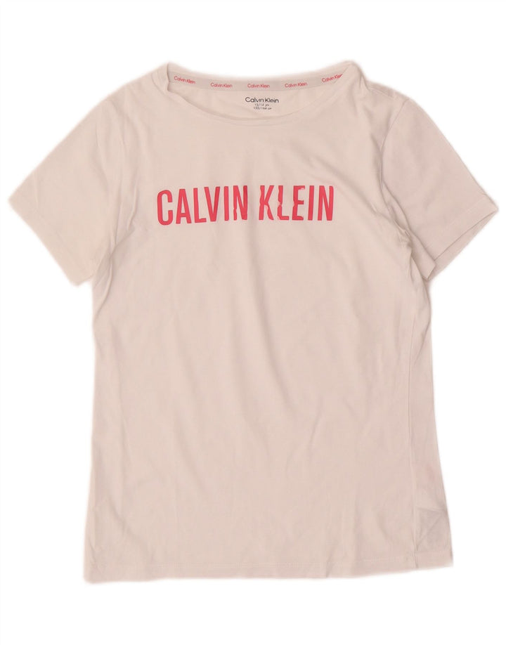 Γραφικό T-shirt για κορίτσια CALVIN KLEIN Top 12-13 ετών Λευκό βαμβακερό